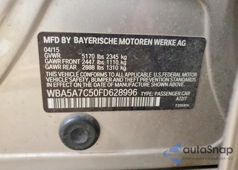 2015 BMW 528 Xi z USA, uszkodzony, nr VIN WBA5A7C50FD628996